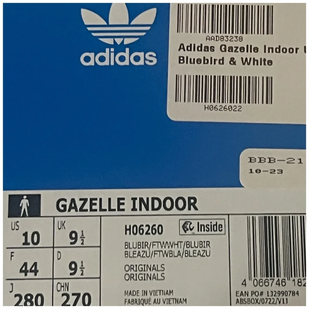 Adidas • Blue Gazelle Indoor Shoes
